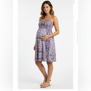 Rachel Pally Maternity Maxi Dress Purple Snake Print Strappy Empire Waist Small